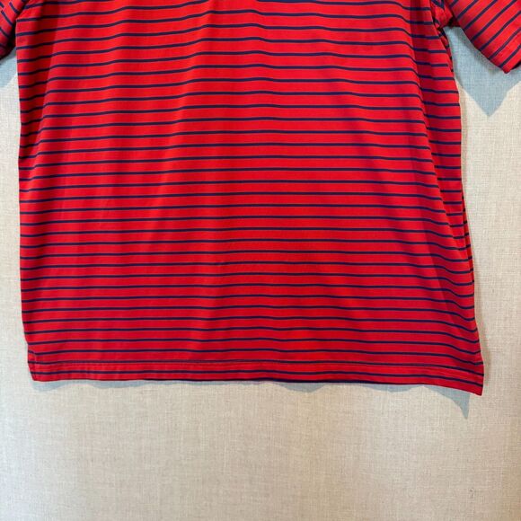 Perlis Crawfish Classic Fit Performance Polo Red & Navy Stripe Size Large - Picture 5 of 8